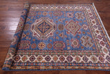 Blue Super Kazak Hand Knotted Wool Rug - 5' 8" X 7' 11" - Golden Nile