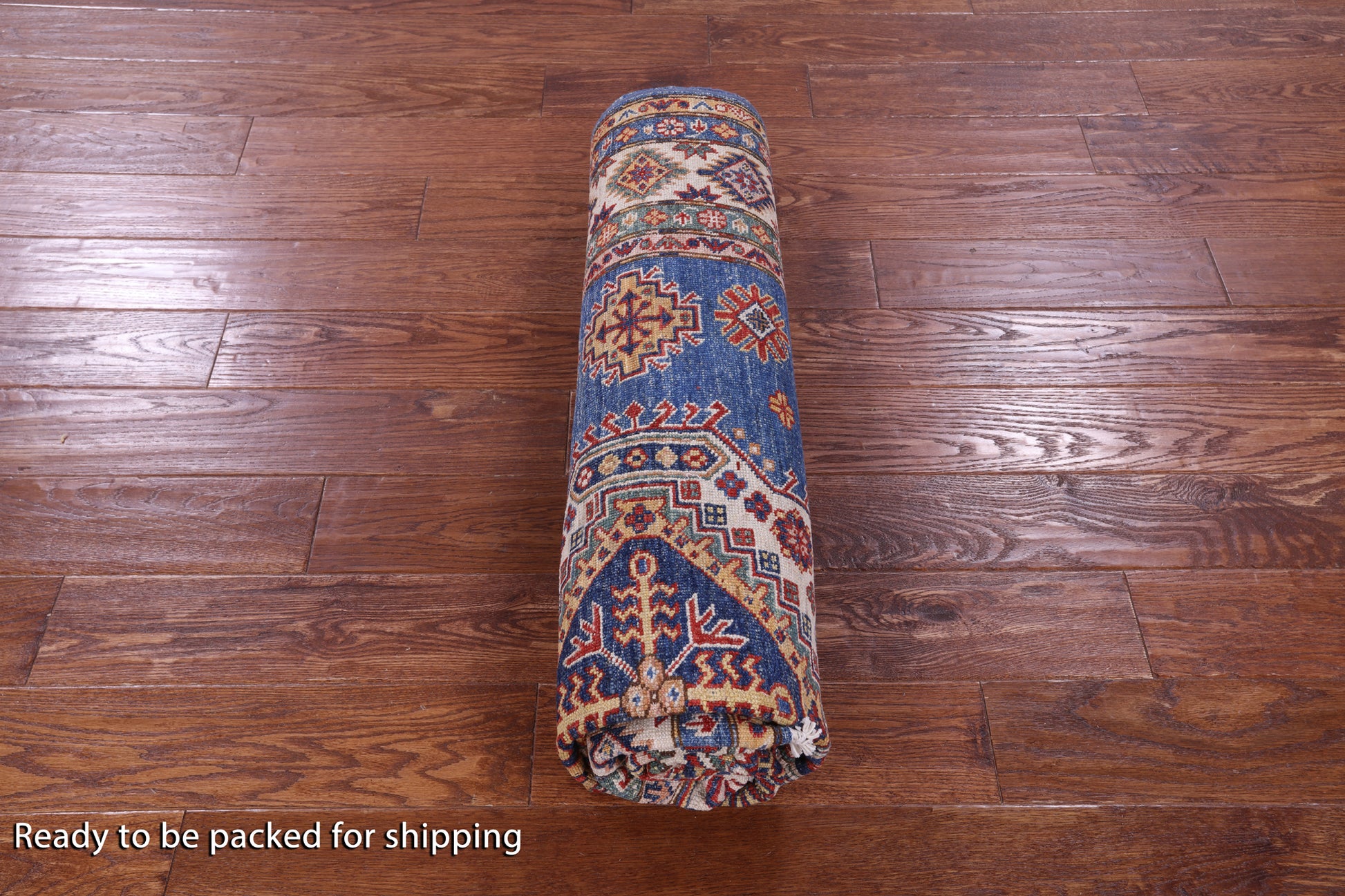 Blue Super Kazak Hand Knotted Wool Rug - 5' 8" X 7' 11" - Golden Nile