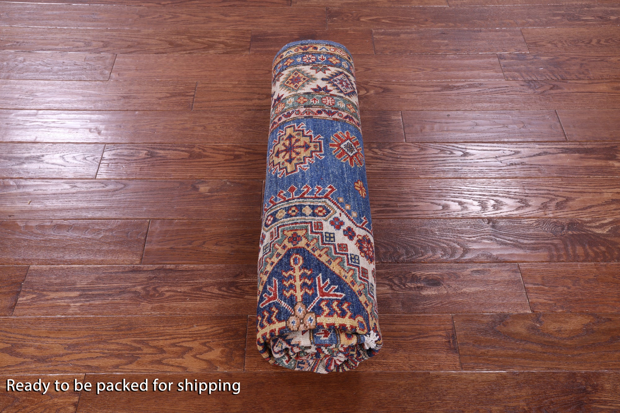 Blue Super Kazak Hand Knotted Wool Rug - 5' 8" X 7' 11" - Golden Nile