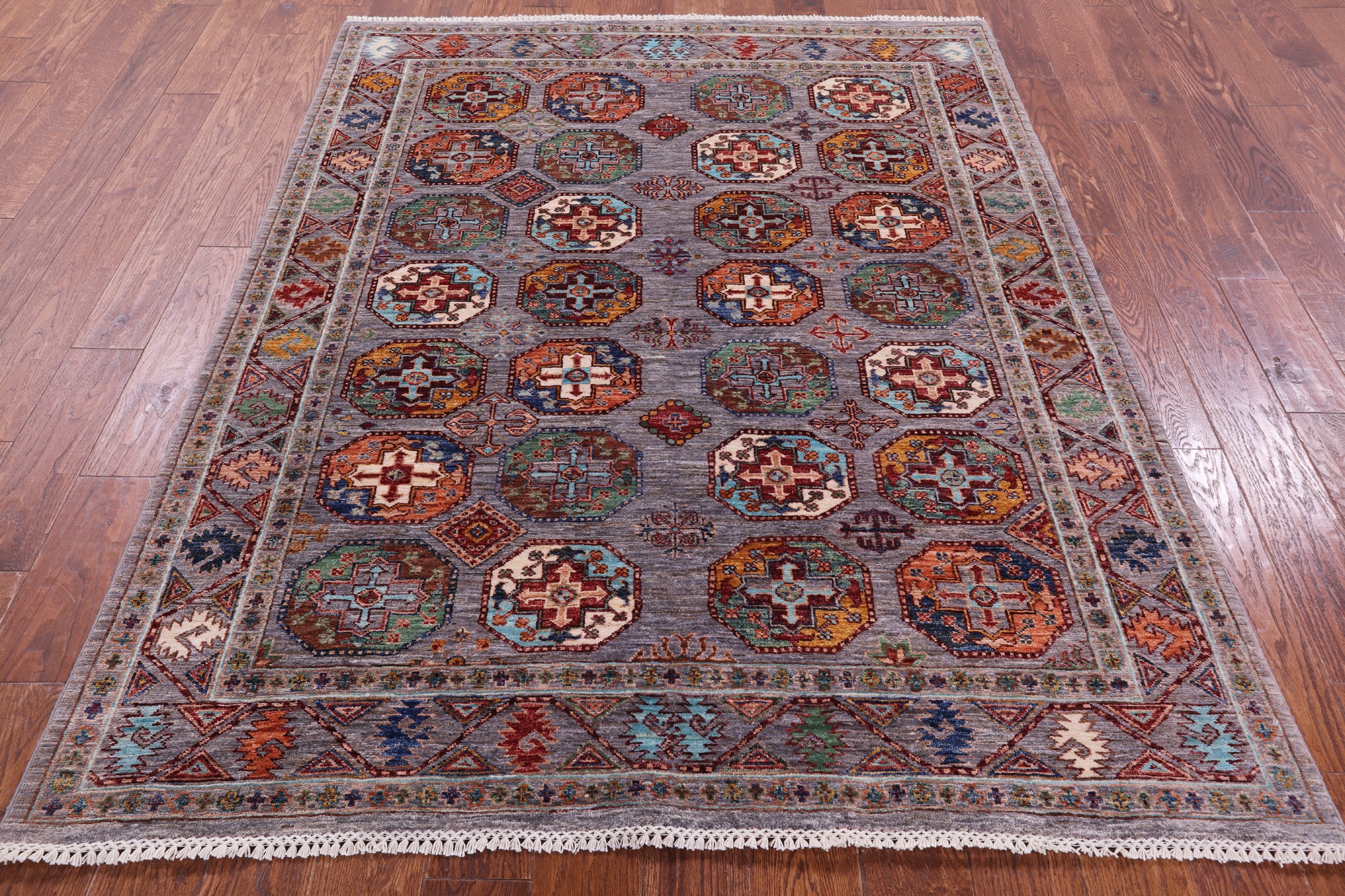Turkmen Ersari Hand Knotted Wool Rug - 5' 2" X 6' 7" - Golden Nile