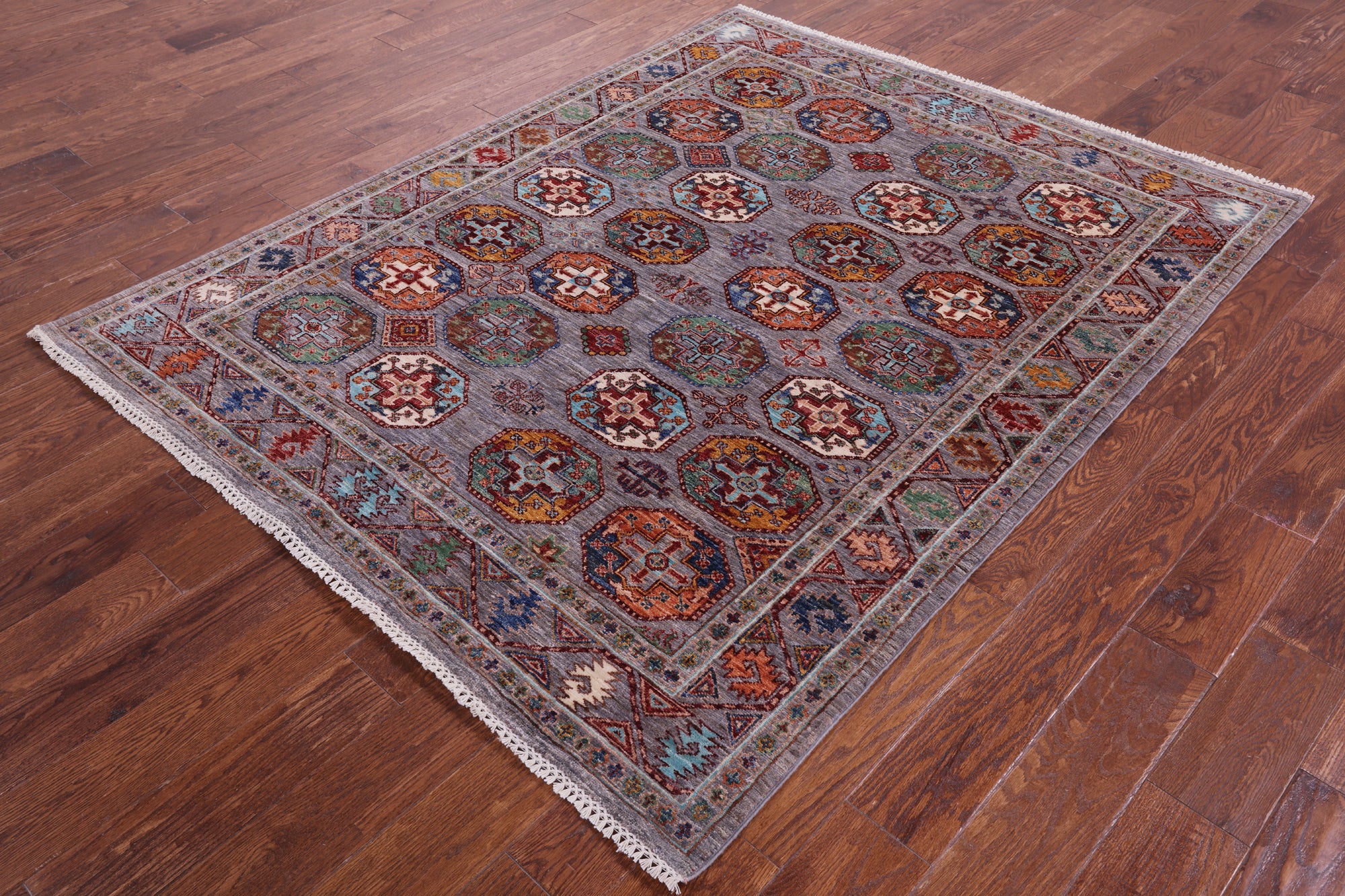Turkmen Ersari Hand Knotted Wool Rug - 5' 2" X 6' 7" - Golden Nile