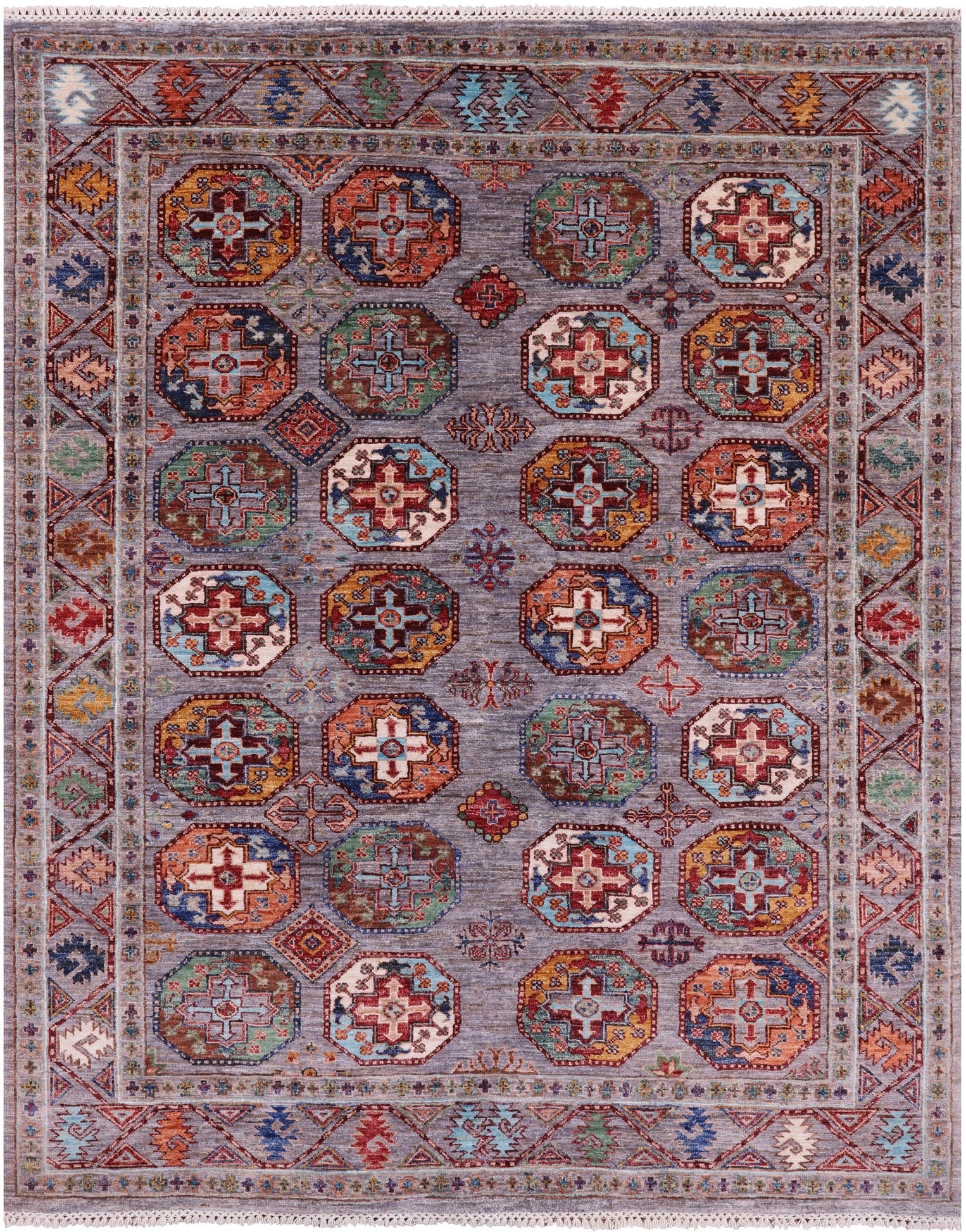 Turkmen Ersari Hand Knotted Wool Rug - 5' 2" X 6' 7" - Golden Nile