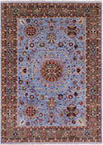 Blue Persian Tabriz Hand Knotted Wool Rug - 5' 0" X 6' 10" - Golden Nile