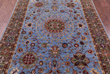 Blue Persian Tabriz Hand Knotted Wool Rug - 5' 0" X 6' 10" - Golden Nile