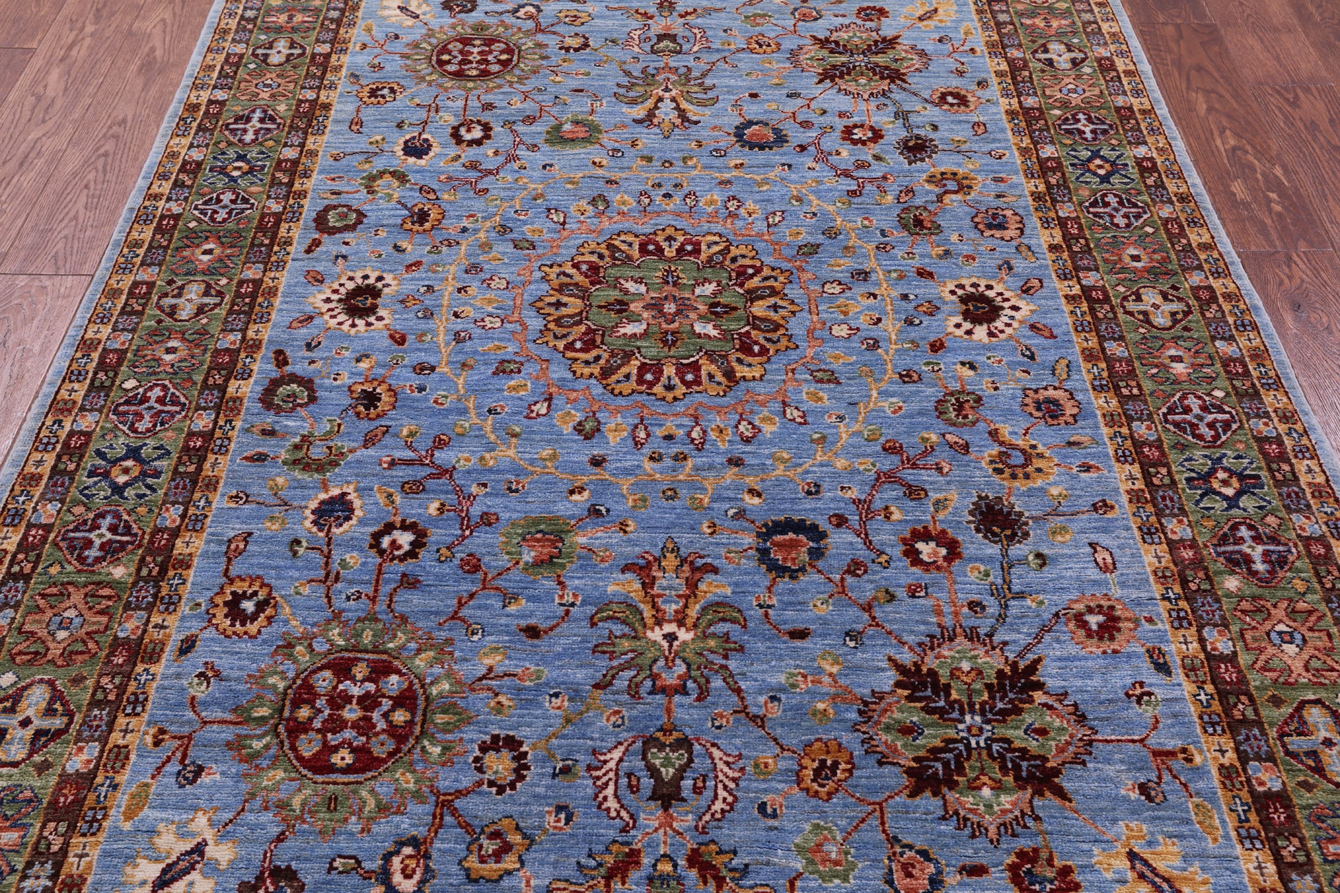 Blue Persian Tabriz Hand Knotted Wool Rug - 5' 0" X 6' 10" - Golden Nile