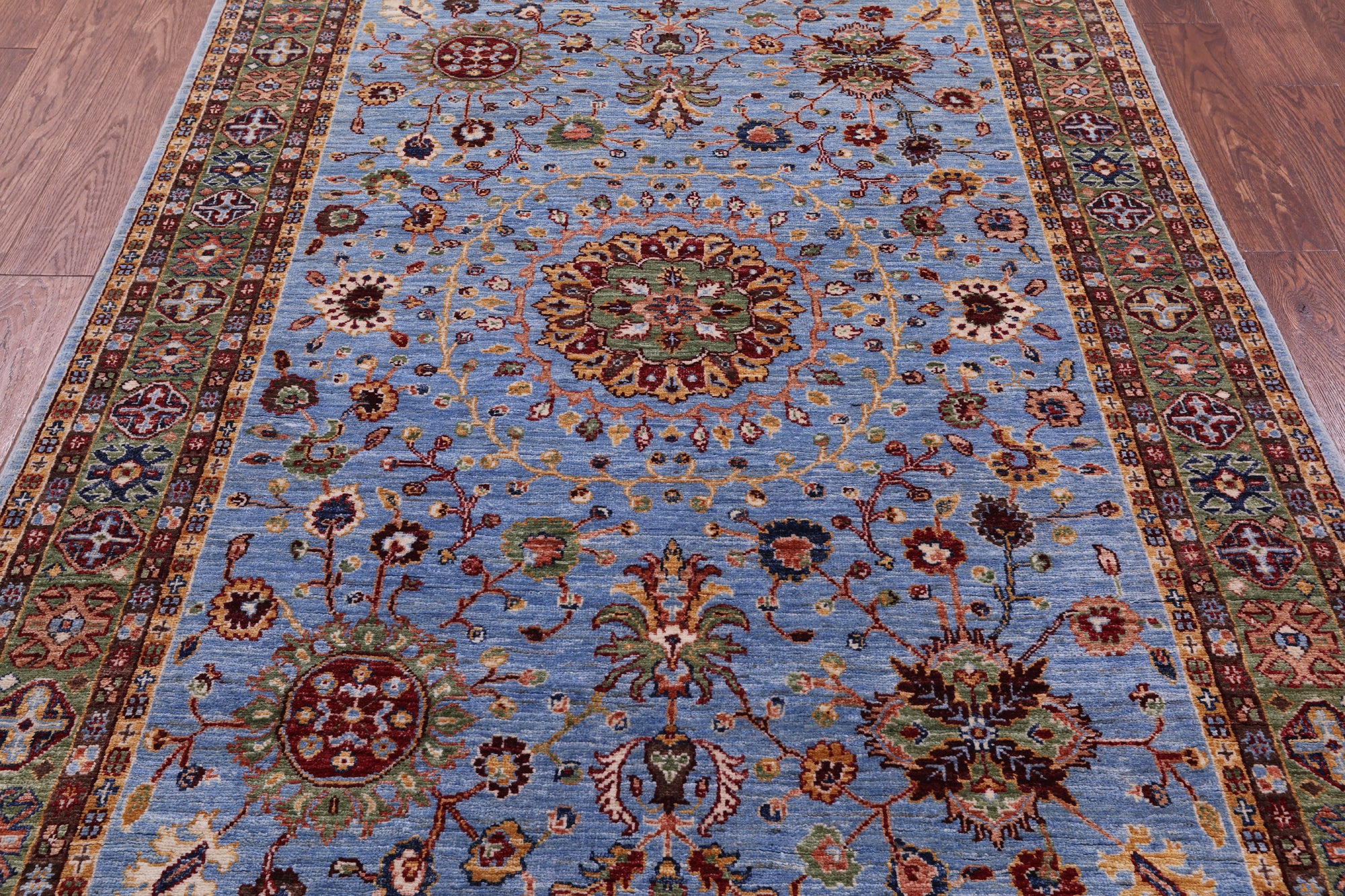 Blue Persian Tabriz Hand Knotted Wool Rug - 5' 0" X 6' 10" - Golden Nile