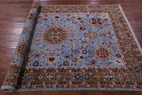 Blue Persian Tabriz Hand Knotted Wool Rug - 5' 0" X 6' 10" - Golden Nile