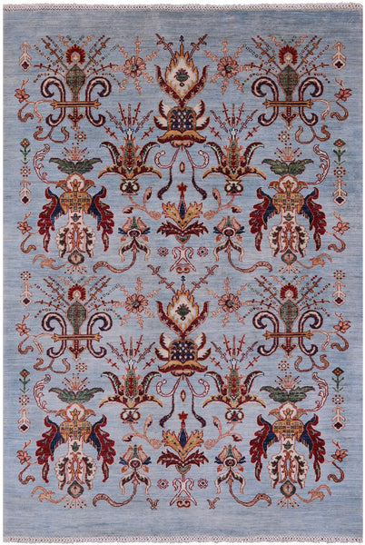 Blue Persian Tabriz Handmade Wool Rug - 4' 10" X 7' 2" - Golden Nile