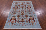 Blue Persian Tabriz Handmade Wool Rug - 4' 10" X 7' 2" - Golden Nile