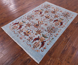 Blue Persian Tabriz Handmade Wool Rug - 4' 10" X 7' 2" - Golden Nile