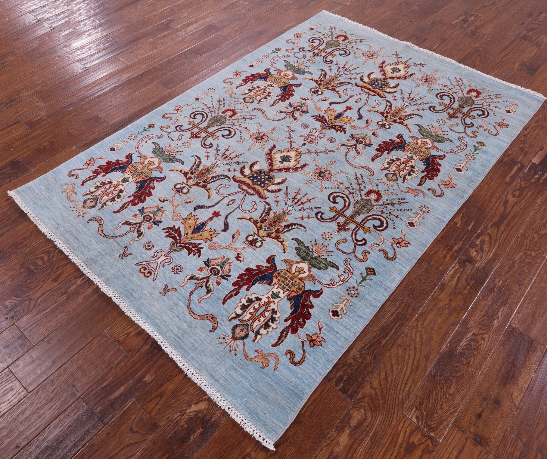 Blue Persian Tabriz Handmade Wool Rug - 4' 10" X 7' 2" - Golden Nile