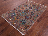 Turkmen Ersari Hand Knotted Wool Rug - 4' 0" X 6' 2" - Golden Nile