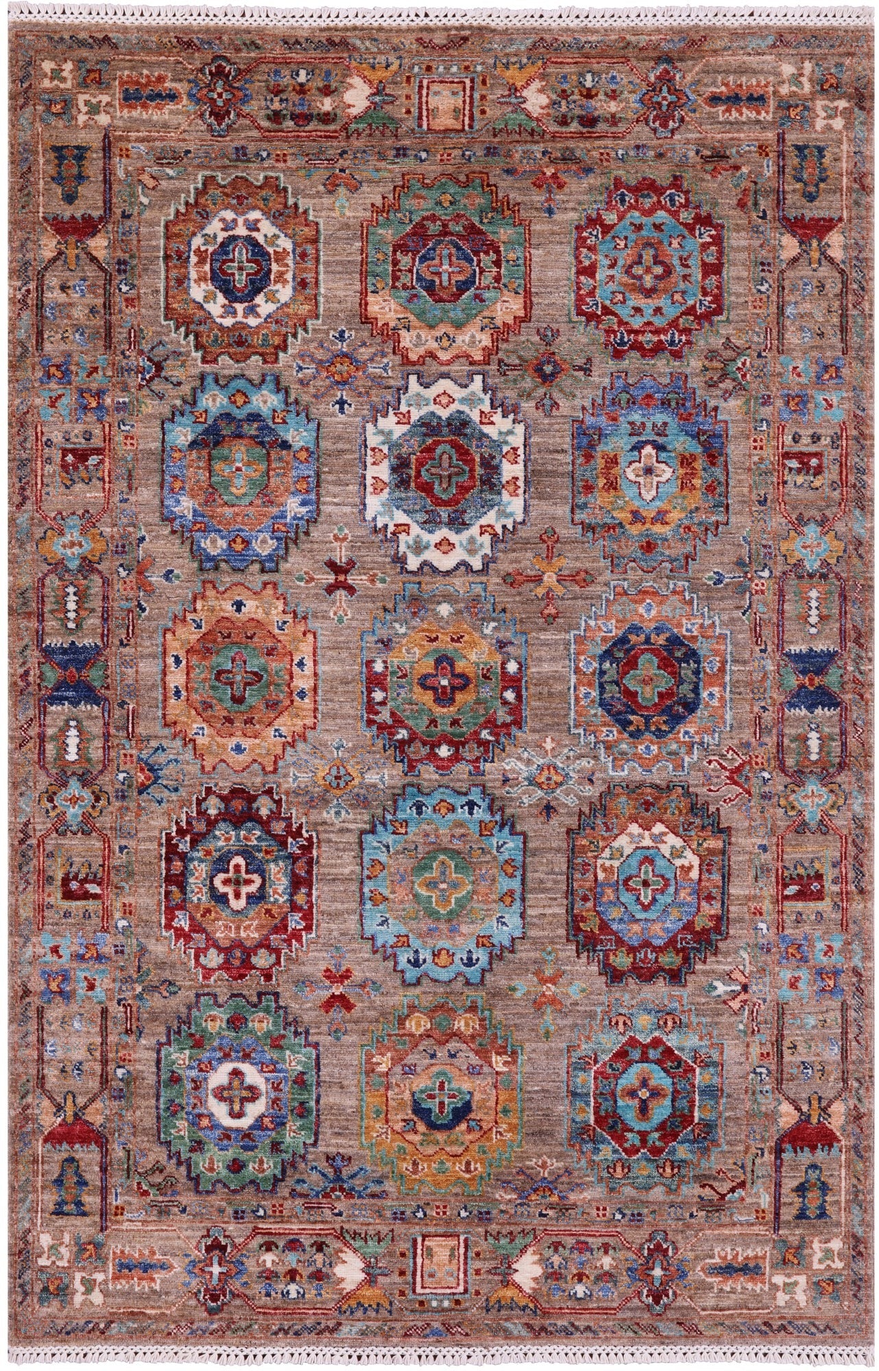 Turkmen Ersari Hand Knotted Wool Rug - 4' 0" X 6' 2" - Golden Nile