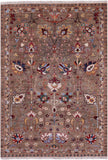Peshawar Hand Knotted Wool Rug - 4' 2" X 6' 1" - Golden Nile