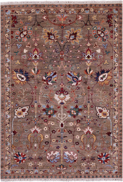 Peshawar Hand Knotted Wool Rug - 4' 2" X 6' 1" - Golden Nile
