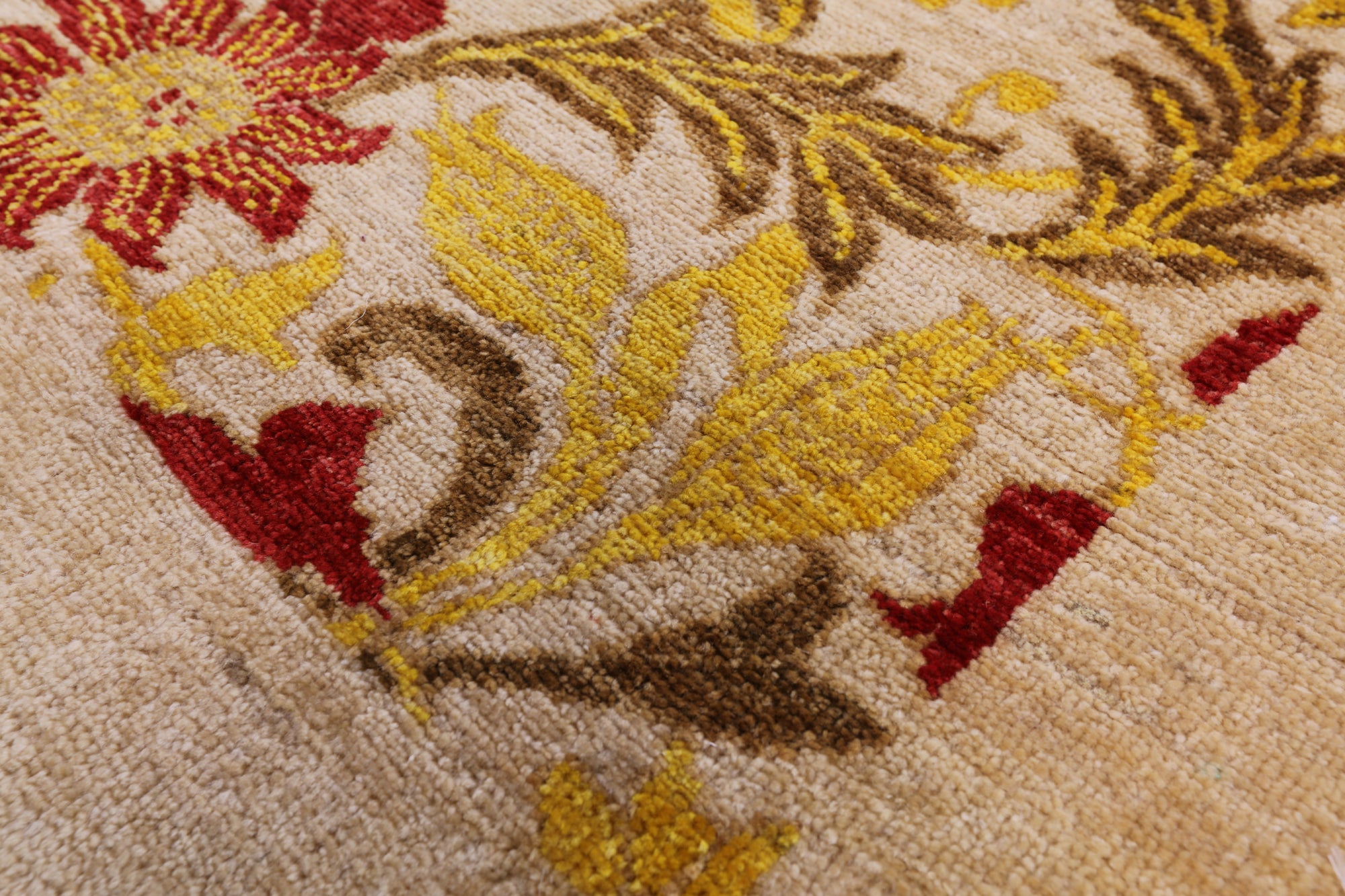 Ivory William Morris Handmade Wool Area Rug - 8' 10" X 12' 0" - Golden Nile