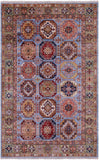 Blue Turkmen Ersari Hand Knotted Wool Rug - 4' 0" X 6' 5" - Golden Nile