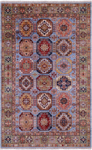 Blue Turkmen Ersari Hand Knotted Wool Rug - 4' 0" X 6' 5" - Golden Nile