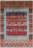 Tribal Persian Gabbeh Hand Knotted Wool Rug - 4' 1" X 6' 0" - Golden Nile