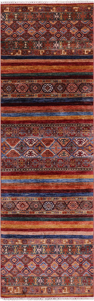 Khorjin Persian Gabbeh Hand Knotted Wool Runner Rug - 2' 9" X 9' 5" - Golden Nile
