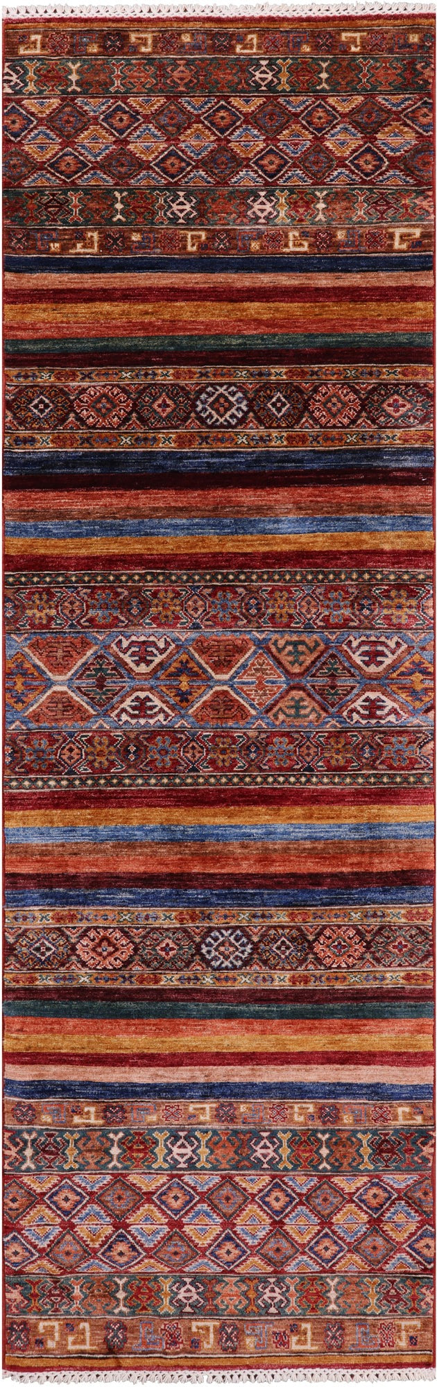 Khorjin Persian Gabbeh Hand Knotted Wool Runner Rug - 2' 9" X 9' 5" - Golden Nile
