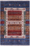 Tribal Persian Gabbeh Hand Knotted Wool Rug - 3' 4" X 5' 1" - Golden Nile