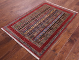 Shall Persian Gabbeh Handmade Wool Rug - 3' 3" X 4' 9" - Golden Nile