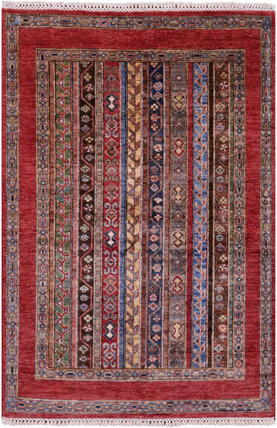 Shall Persian Gabbeh Handmade Wool Rug - 3' 3" X 4' 9" - Golden Nile