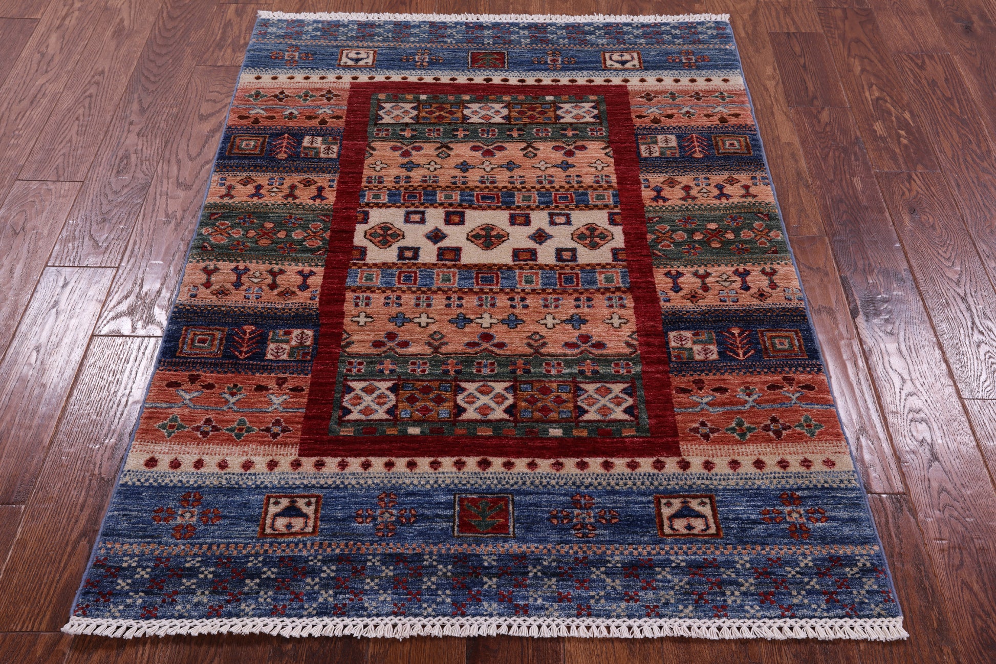 Tribal Persian Gabbeh Hand Knotted Wool Rug - 3' 6" X 4' 8" - Golden Nile