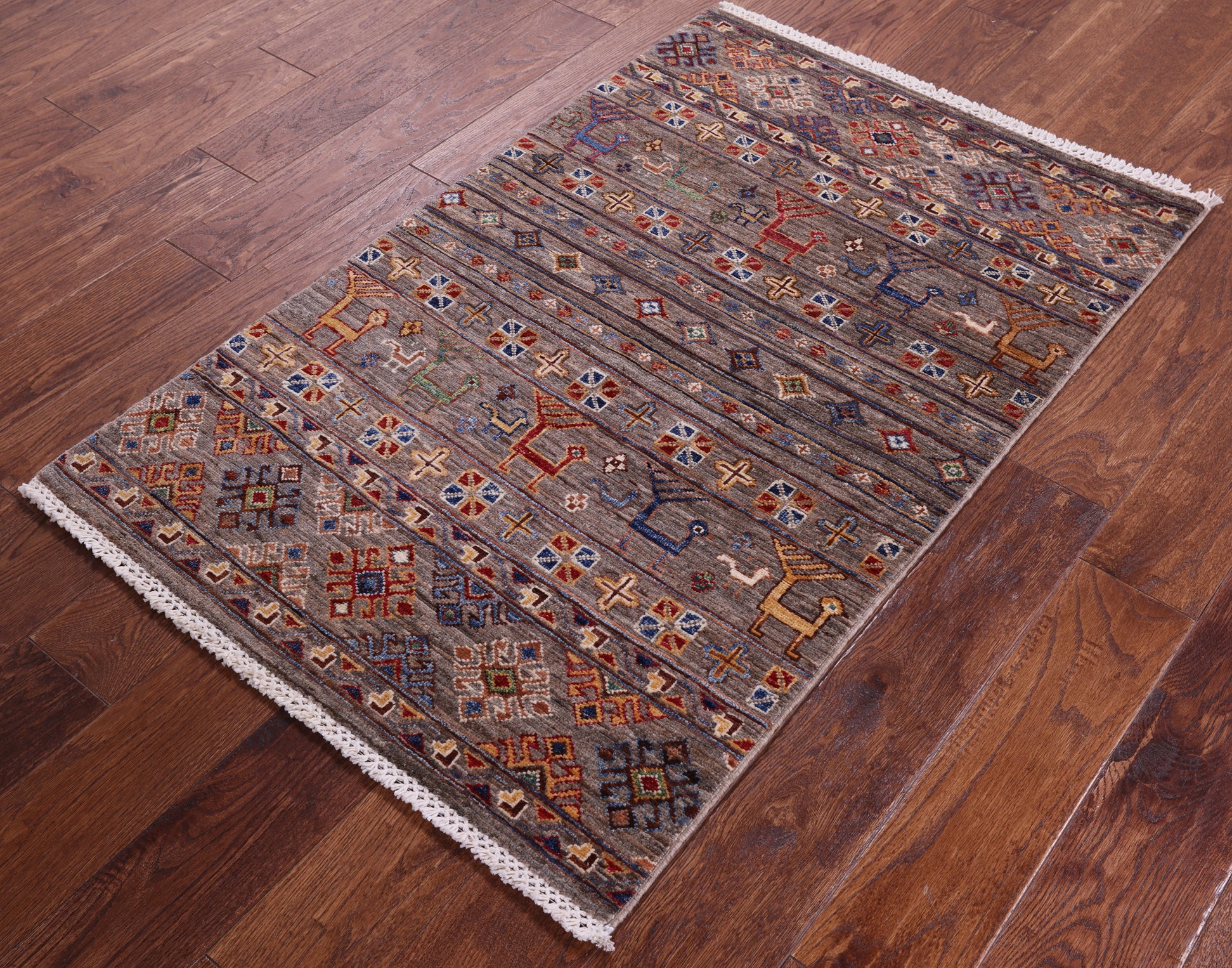 Tribal Persian Gabbeh Hand Knotted Wool Rug - 2' 7" X 4' 2" - Golden Nile