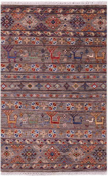 Tribal Persian Gabbeh Hand Knotted Wool Rug - 2' 7" X 4' 2" - Golden Nile