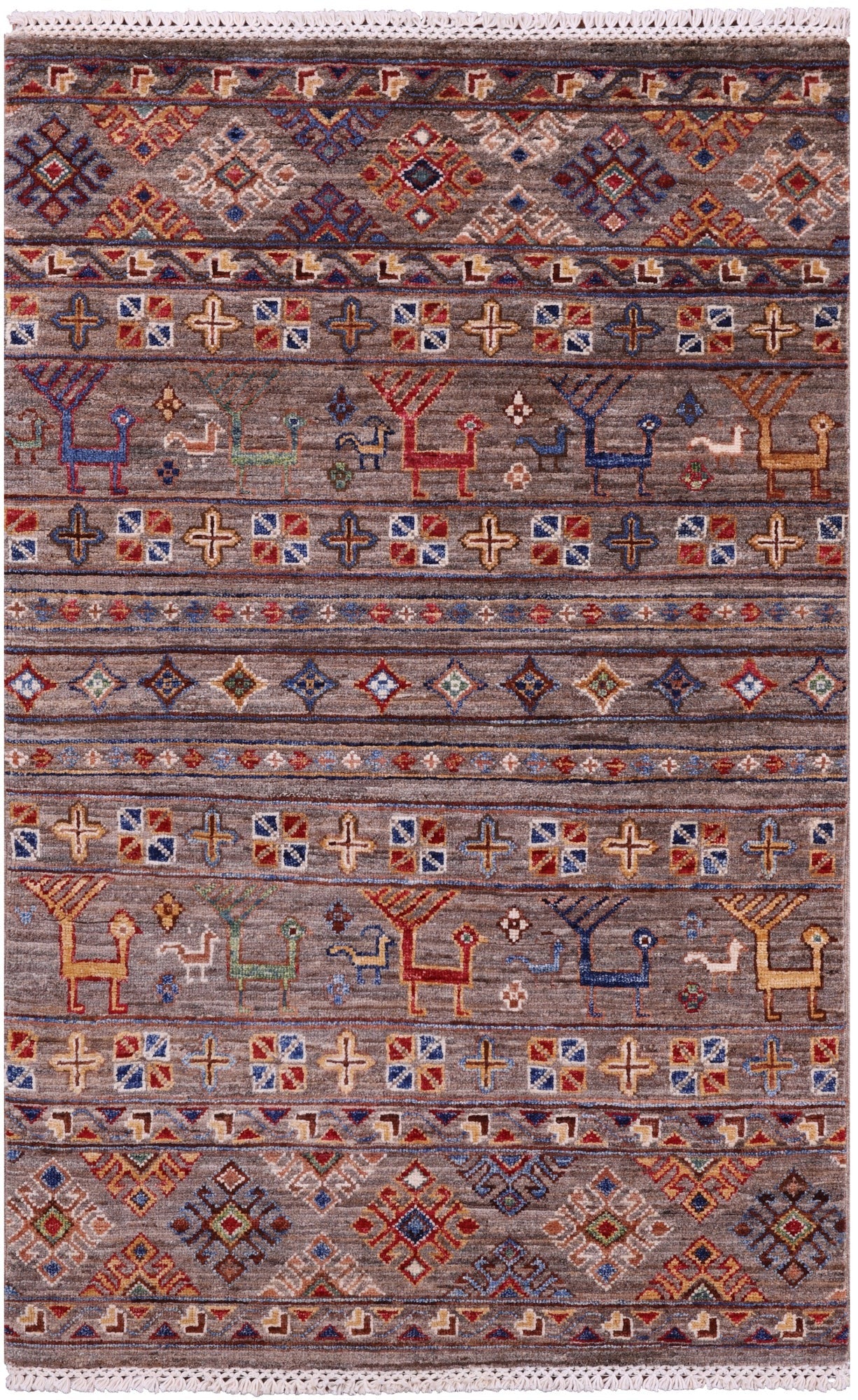 Tribal Persian Gabbeh Hand Knotted Wool Rug - 2' 7" X 4' 2" - Golden Nile