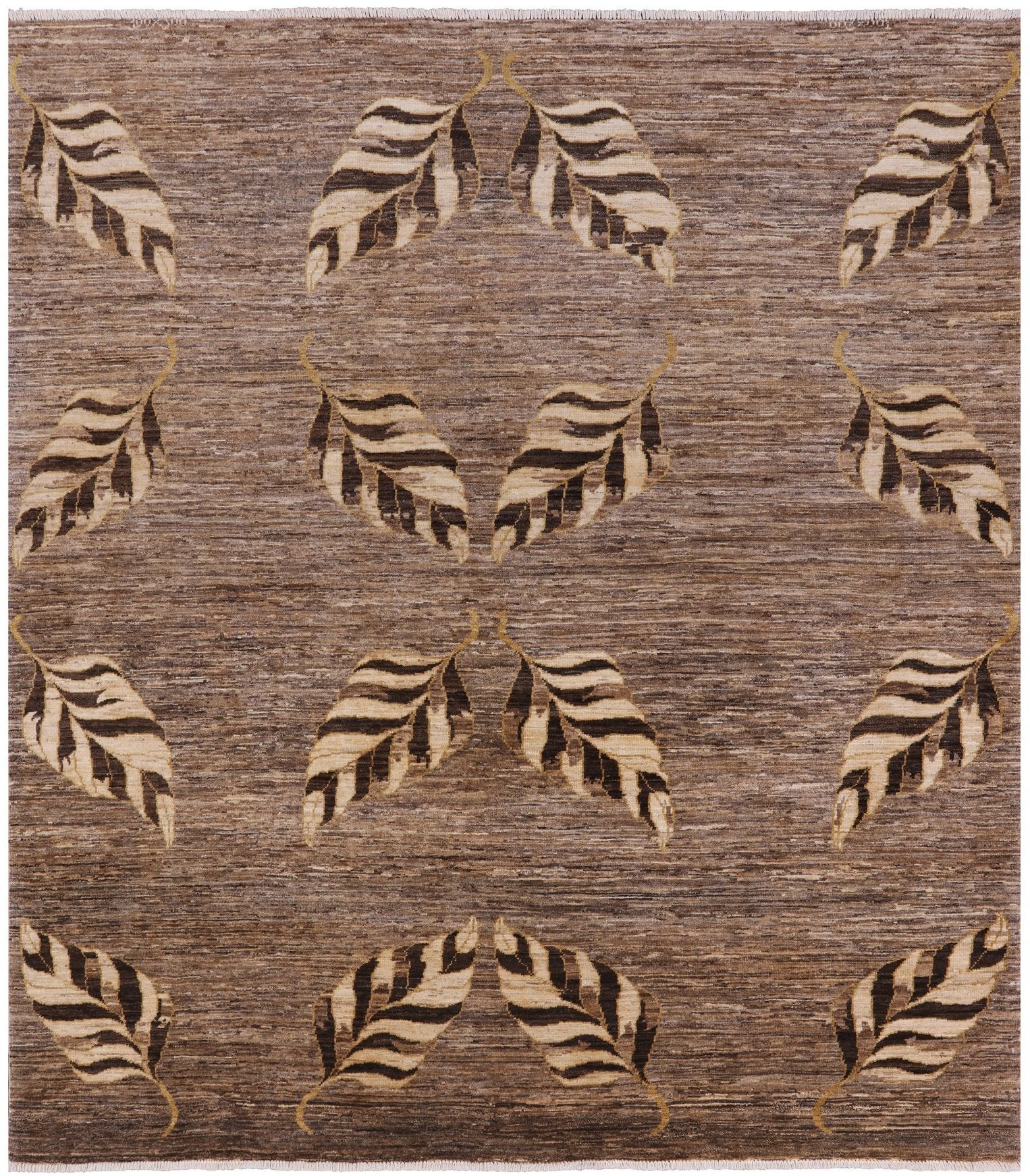 Modern Natural Handmade Wool Area Rug - 6' 8" X 7' 6" - Golden Nile