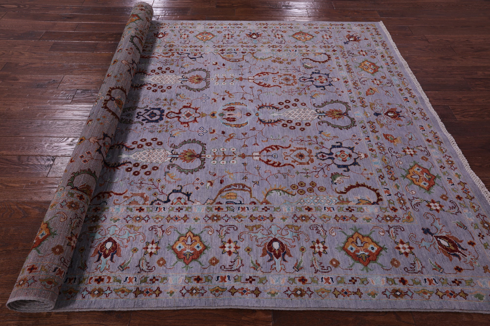 Grey Peshawar Hand Knotted Wool Rug - 6' 7" X 9' 9" - Golden Nile