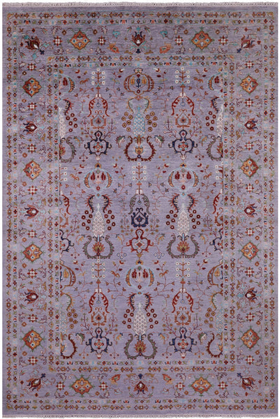 Grey Peshawar Hand Knotted Wool Rug - 6' 7" X 9' 9" - Golden Nile