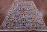Grey Peshawar Hand Knotted Wool Rug - 6' 7" X 9' 9" - Golden Nile