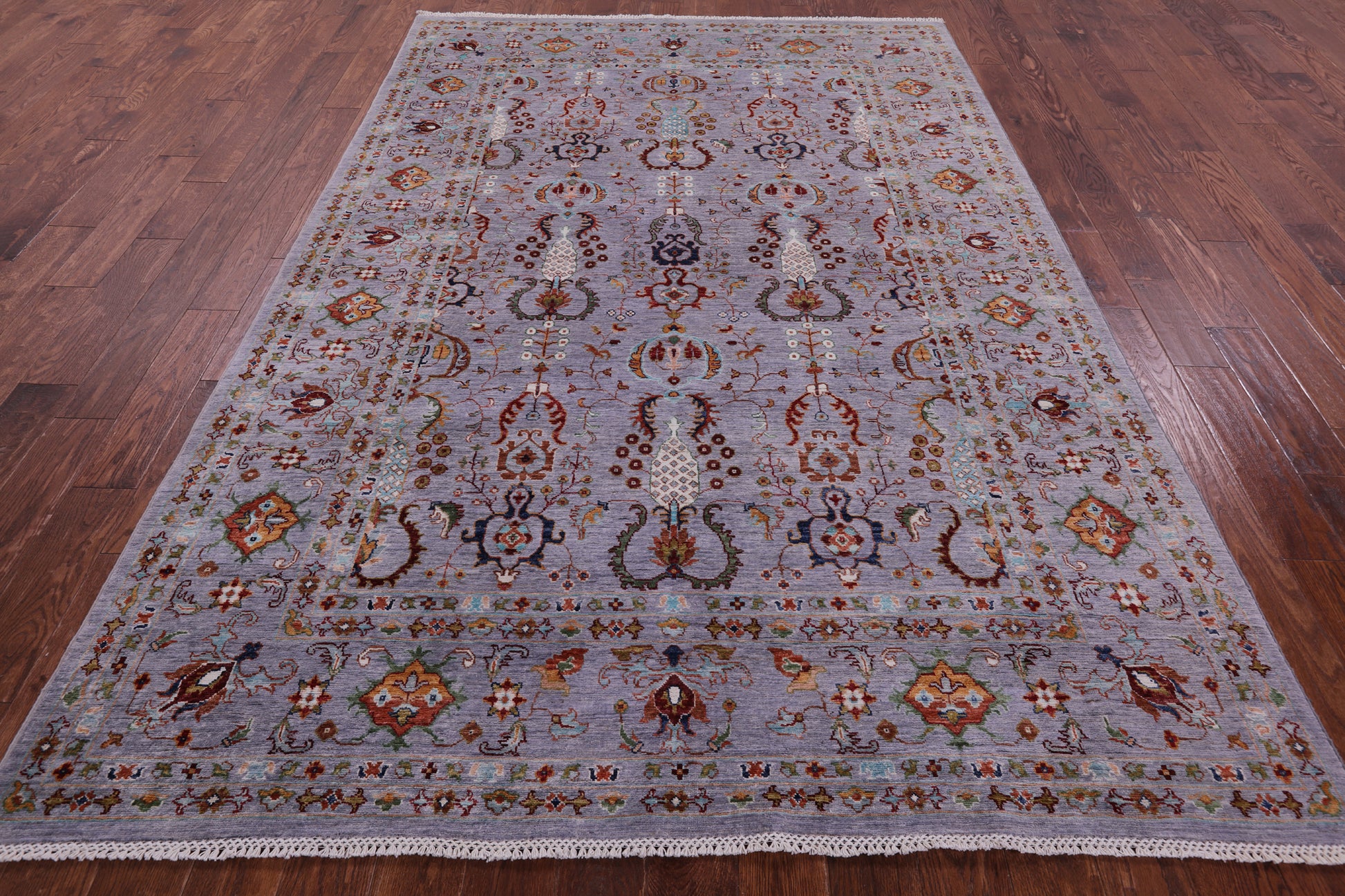 Grey Peshawar Hand Knotted Wool Rug - 6' 7" X 9' 9" - Golden Nile