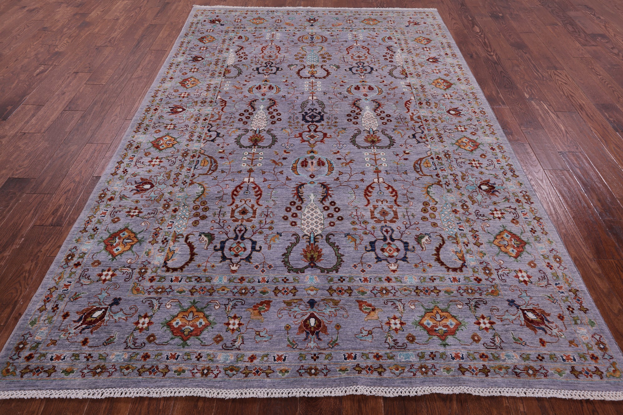 Grey Peshawar Hand Knotted Wool Rug - 6' 7" X 9' 9" - Golden Nile