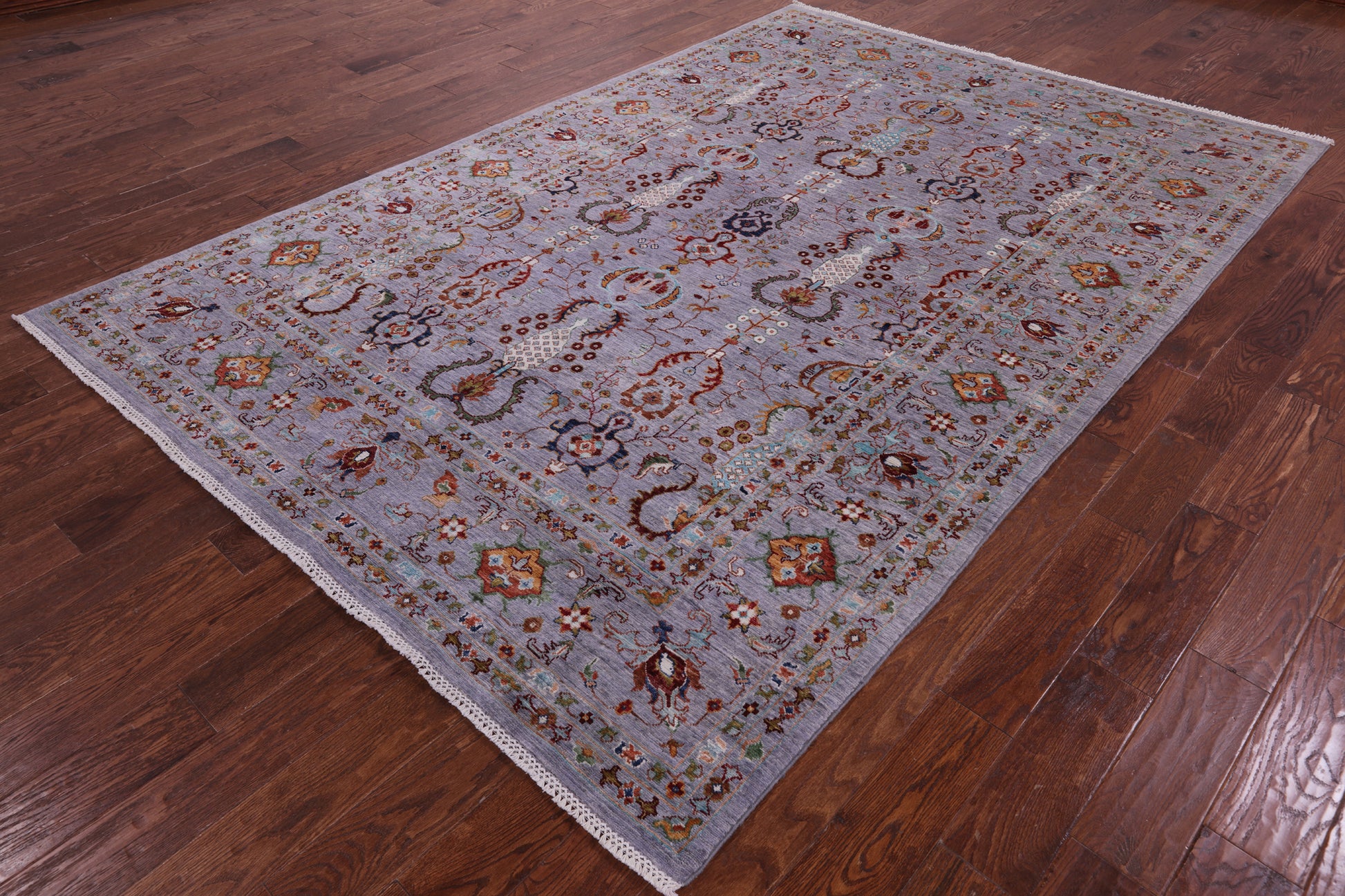Grey Peshawar Hand Knotted Wool Rug - 6' 7" X 9' 9" - Golden Nile