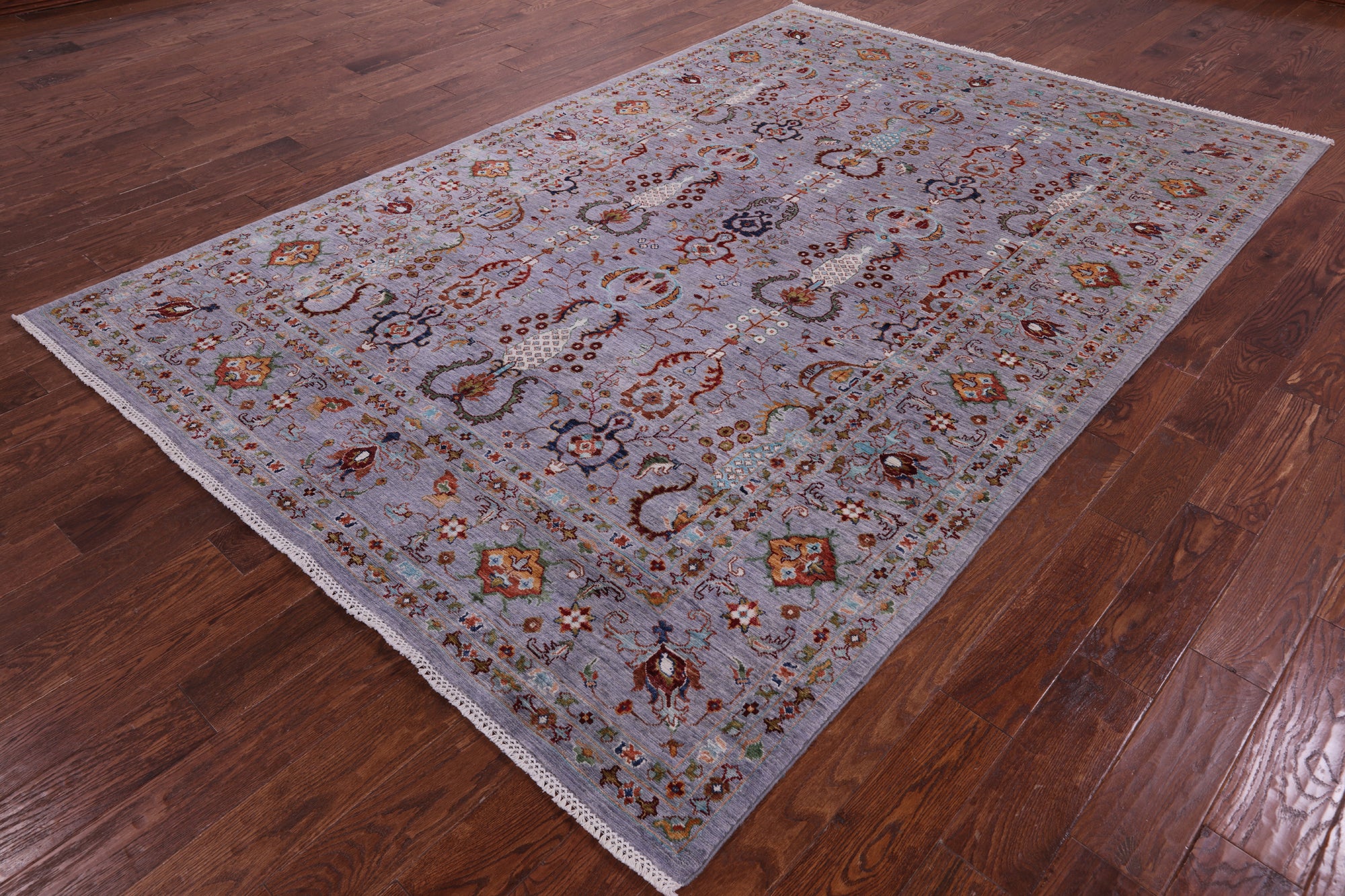 Grey Peshawar Hand Knotted Wool Rug - 6' 7" X 9' 9" - Golden Nile