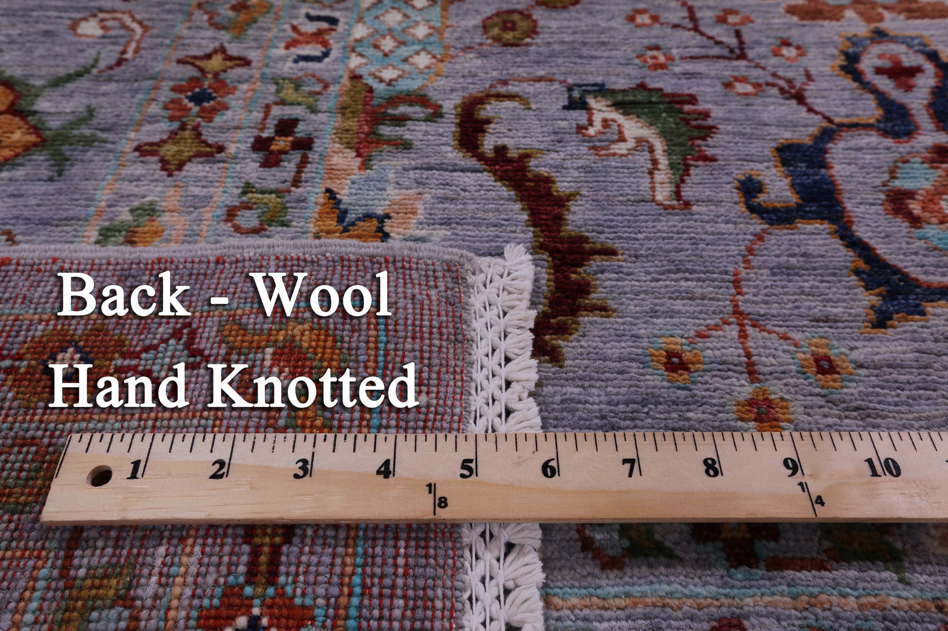 Grey Peshawar Hand Knotted Wool Rug - 6' 7" X 9' 9" - Golden Nile