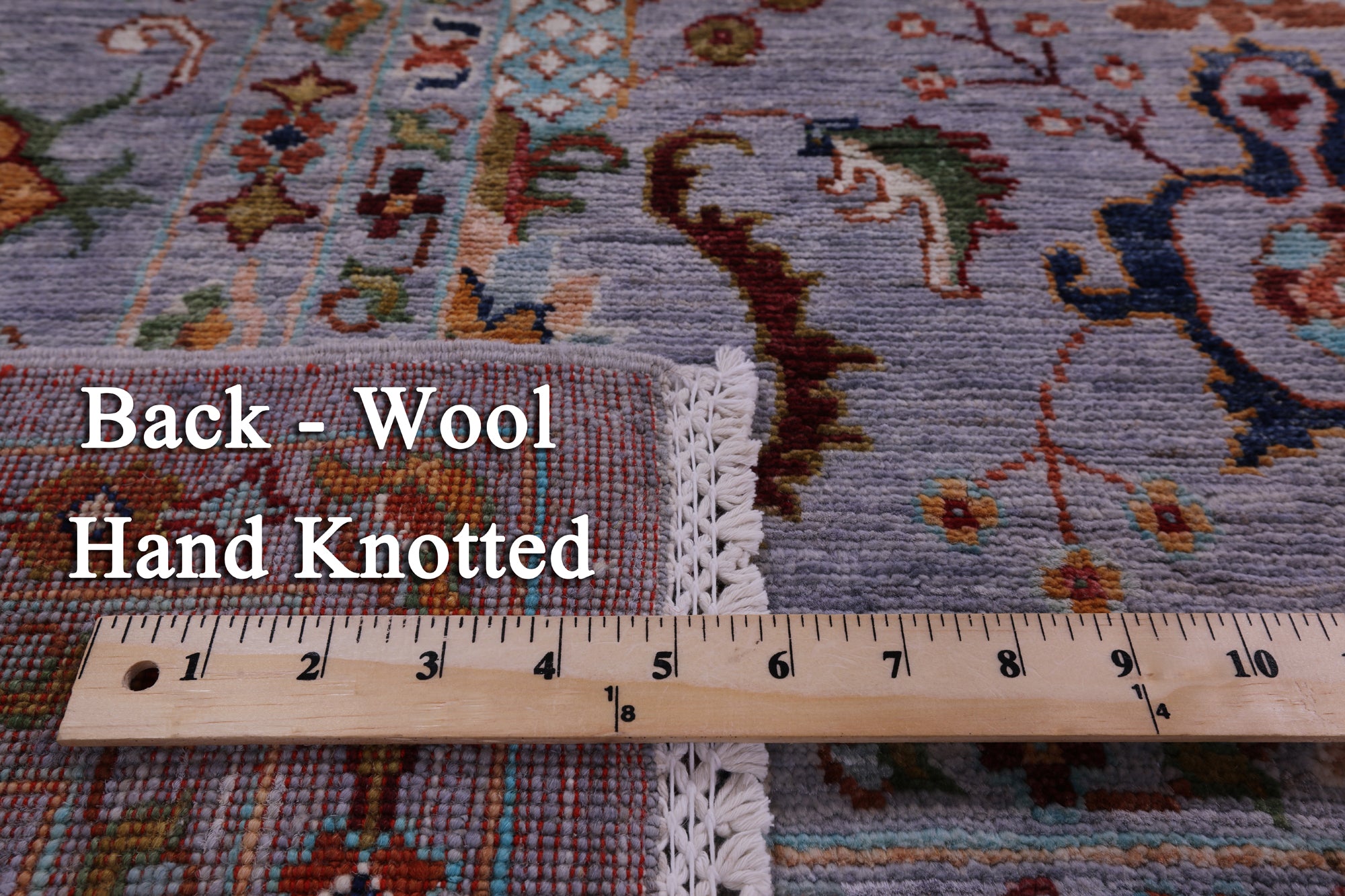 Grey Peshawar Hand Knotted Wool Rug - 6' 7" X 9' 9" - Golden Nile
