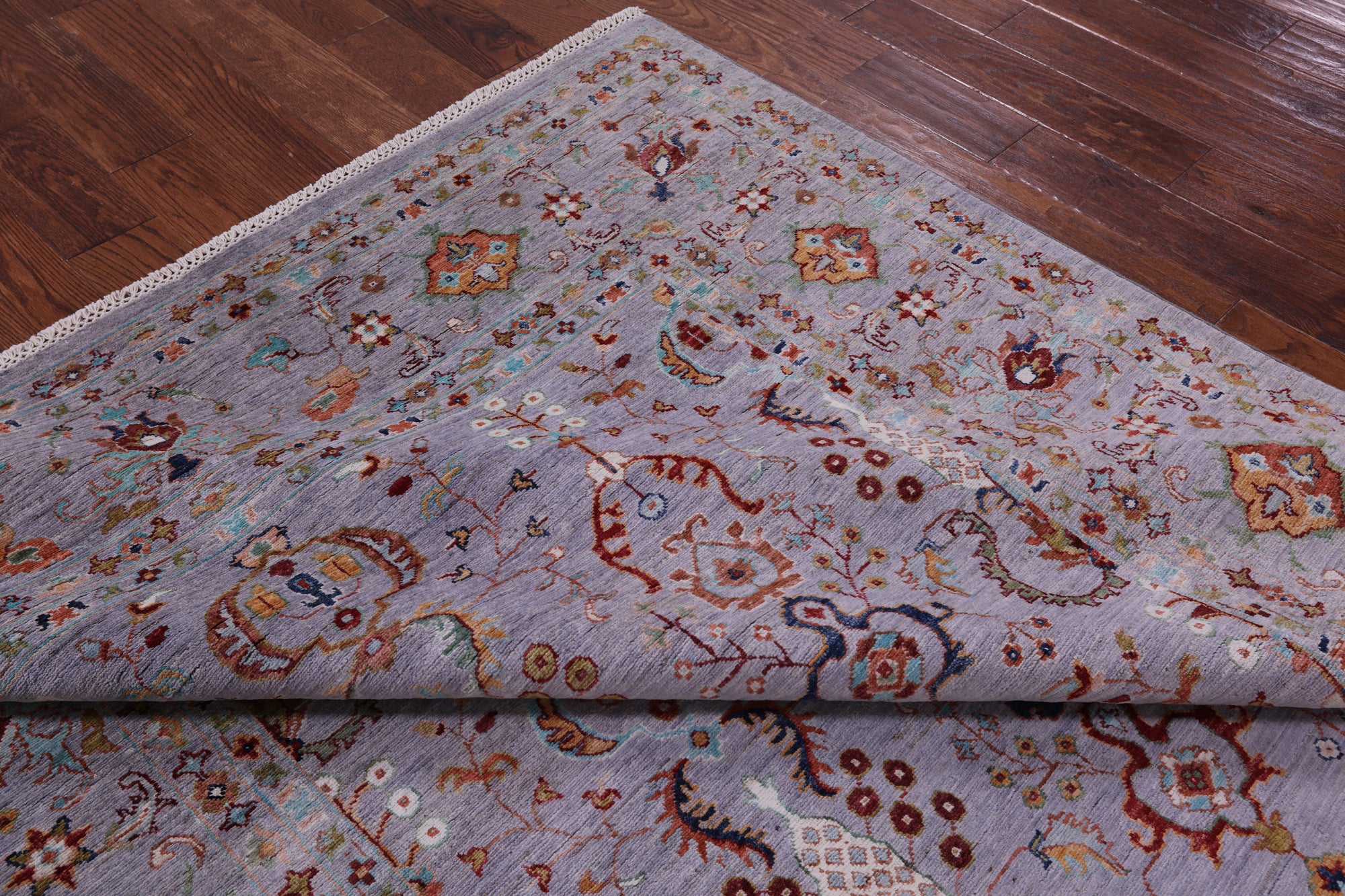 Grey Peshawar Hand Knotted Wool Rug - 6' 7" X 9' 9" - Golden Nile