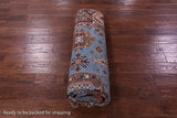 Blue Persian Fine Serapi Hand Knotted Wool Rug - 7' 0" X 9' 11" - Golden Nile