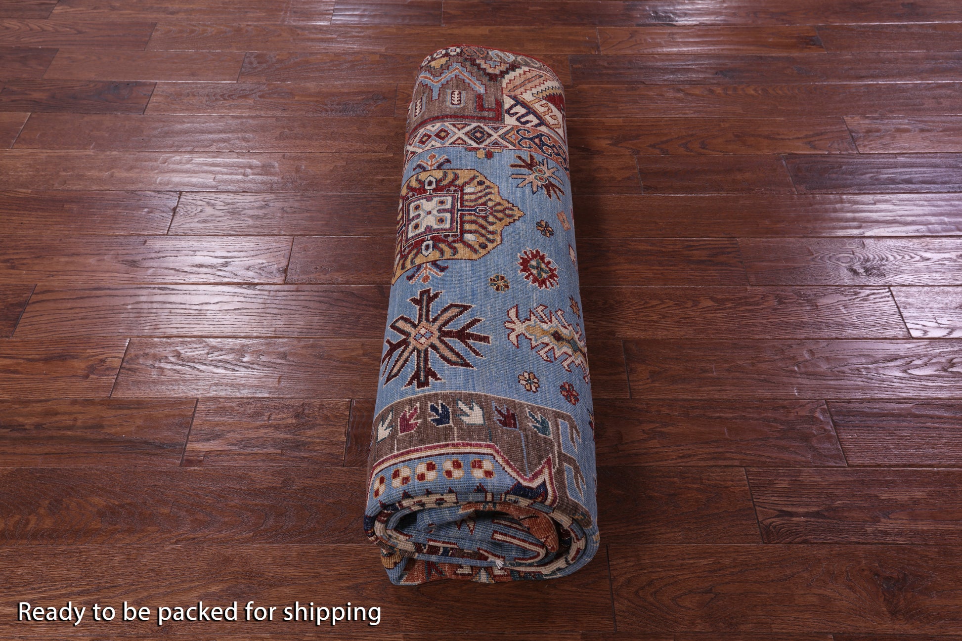 Blue Persian Fine Serapi Hand Knotted Wool Rug - 7' 0" X 9' 11" - Golden Nile