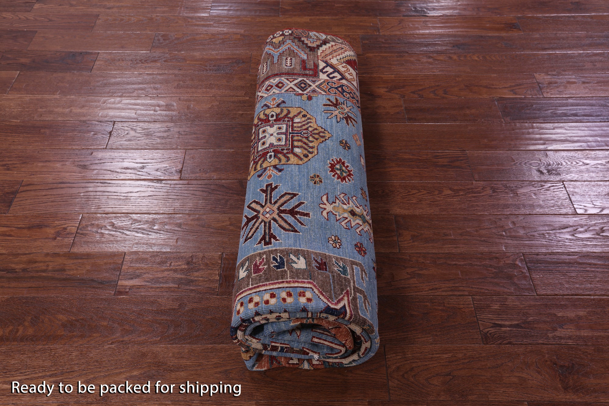 Blue Persian Fine Serapi Hand Knotted Wool Rug - 7' 0" X 9' 11" - Golden Nile
