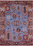 Blue Persian Fine Serapi Hand Knotted Wool Rug - 7' 0" X 9' 11" - Golden Nile