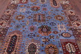 Blue Persian Fine Serapi Hand Knotted Wool Rug - 7' 0" X 9' 11" - Golden Nile