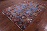 Blue Persian Fine Serapi Hand Knotted Wool Rug - 7' 0" X 9' 11" - Golden Nile