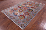 Blue Turkmen Ersari Hand Knotted Wool Rug - 6' 5" X 10' 0" - Golden Nile